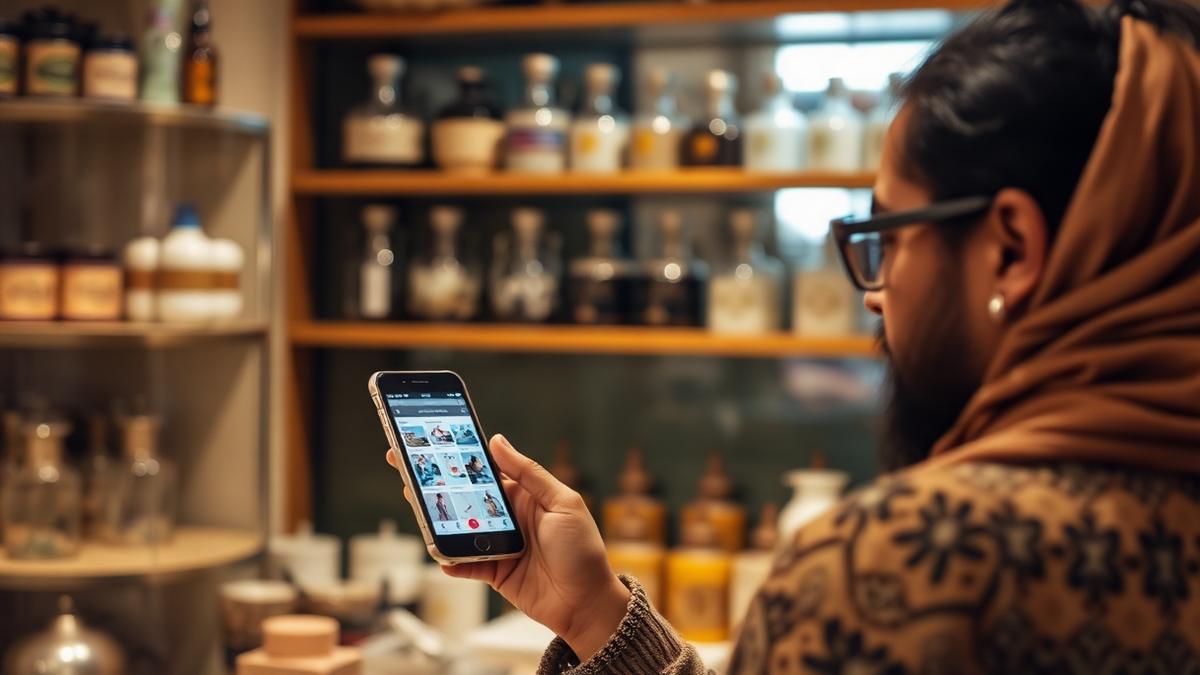 Commerçante consultant sa boutique en ligne — prix création site web Maroc